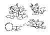 Drawings of 4 poses of Tails