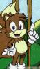 Tails pointing up in his comic